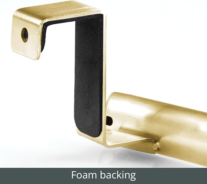 mDesign Steel Over Door Curved Towel Bar Storage, Hanger for Cabinet or Cupboard, Holder Rack for Kitchen, Bathroom - Holds Hand/Dish Towels, Washcloths - Spira Collection - Soft Brass
