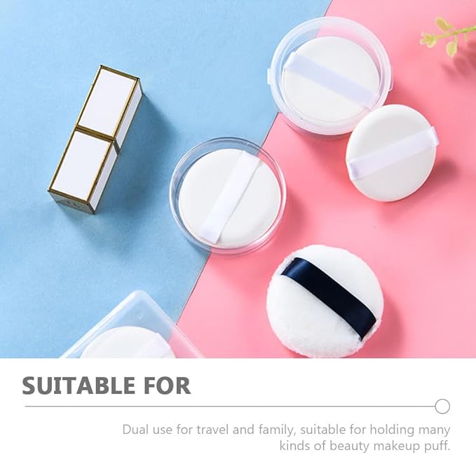 8Pcs Powder Puff Holder Round Square Makeup Sponge Beauty Sponge Carrying Case Powder Puff Container Makeup Egg Storage Box for Sponge