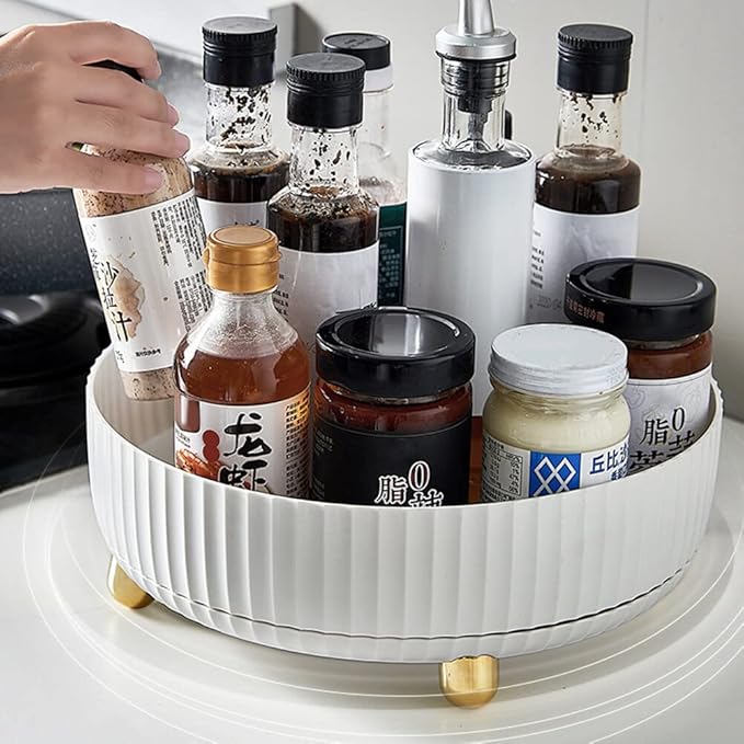 Makeup Perfume Organizer, Round Large Capacity 360 Degree Rotating Makeup Brush Holder Cosmetic Desk Storage Lotions Display Case for Countertop Dresser Bedroom Bathroom Decor