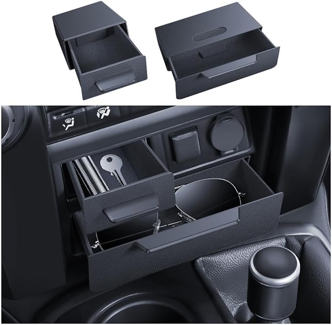 For 2014-2024 T oyota 4Runner Console Console Storage Drawer Magnetic Design Slides Smoothly - [100% Stable& Easy To Install] - Cubby Storage Box with Silent Flocking Felt - Thickened ABS Material