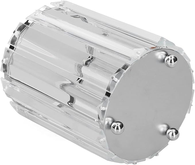 CDQL Cosmetic Brush Holder, Transparent Glass, Round Decorative Box, Pen Storage Organizer, Desktop Makeup Brush Container for Vanity (Silver)