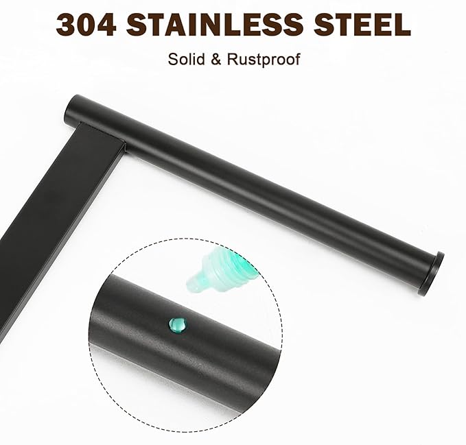 Hand Towel Holder Stand for Bathroom, L- Shaped Standing Hand Towel Rack, Towel Bar Kitchen Vanity Countertop Organizer, SUS304 Stainless Steel Material, Marble Base (Matte Black)