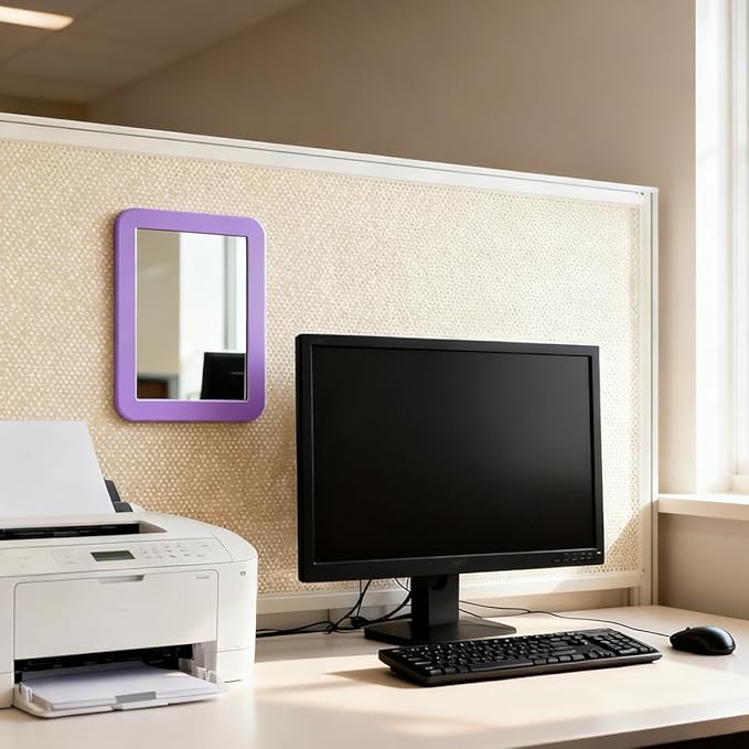 ARTLYMERS Magnetic Locker Mirror, 5x7 Real Glass Small Mirrors for Locker with Magnetic Backing, for School Locker, Bathroom, Household Refrigerator, Locker Accessory (Purple)