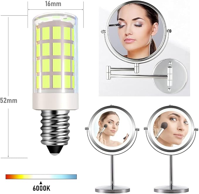 LED Makeup Mirror Bulb Replacement Mirror for Cosmetic Vanity Makeup Mirror with Single Double Sided Lighted Magnification,4W Equivalent to 40W Incandescent Bulb (2-Pack Daylight White)