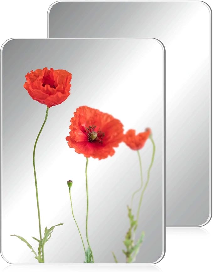 Blulu 2 Pcs Magnetic Locker Mirror Small Real Glass School Locker Magnetic Makeup Mirror for Bathroom Household Refrigerator Cabinet (Rectangular,8 x 12 Inches)
