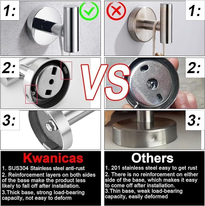10 Pieces Polished Chrome Bathroom Hardware Accessories Set,Hand Towel Ring,16 inch Towel Bar,Toilet Paper Holder,4pcsTowel Hooks,Round SUS304 Stainless Steel Heavy Duty Wall Mount Holder,Towel Rack