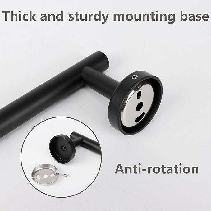 TocTen Bath Towel Bar - 2 Pack Thicken SUS304 Stainless Steel Towel Rack for Bathroom, Bathroom Hardware Accessories Towel Rod Heavy Duty Wall Mounted Towel Holder (24 Inch, Matte Black)