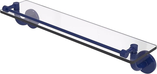 Allied Brass RM-1-22-GAL-MBL Remi Collection 22 Inch Glass Vanity Shelf with Gallery Rail, Mediterranean Blue
