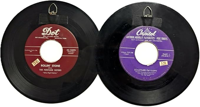 Mirror on Record [2 Pack] - 5 inch Mirror Attached to Repurposed 45 Vinyl Record - Used Vinyl for Nostalgic Look - Great as Make-up, General Use, or as Wall Décor