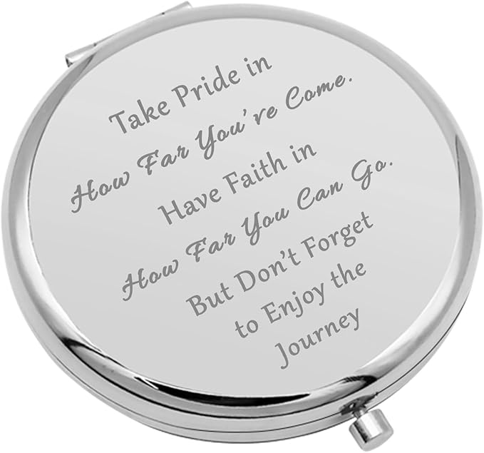 Graduation Gifts for Her Compact Makeup Mirror College Graduation Gifts Inspirational Gifts College Graduation Appreciation Gifts Folding Makeup Mirror Birthday for Girls (Silver)