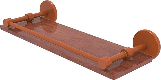Allied Brass P1000-1-16-GAL-IRW-ASP Prestige Skyline Collection 16 Inch Solid IPE Ironwood Shelf with Gallery Rail, Autumn Sparkle