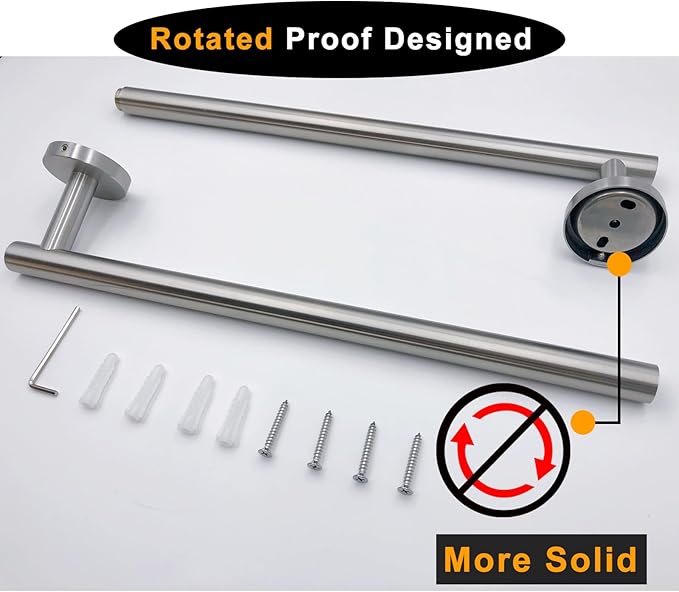 Brushed Nickel Bath Towel Bar Single Bars Towel Rack Rod Classic Wall Mounted SUS304 Stainless Steel Bathroom Towel Holder Toilet Kitchen Towel Shelf Single Layer,27 inches