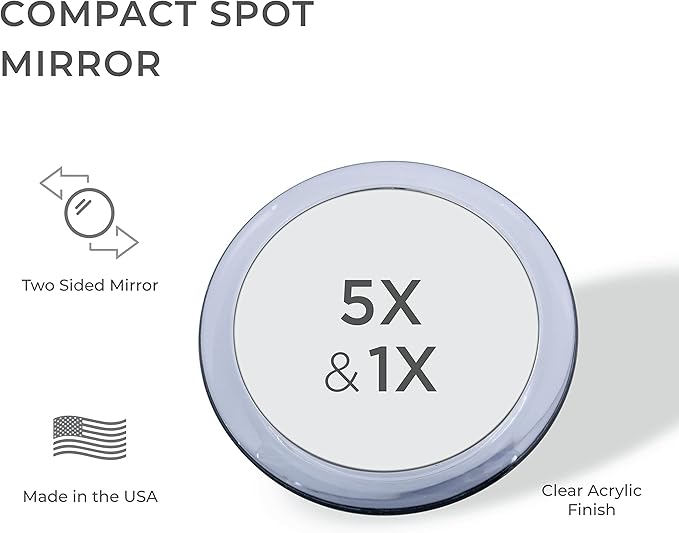 Zadro 5X Two-Sided Acrylic Compact Mirror, 4-Inch, Clear, (Z45X)