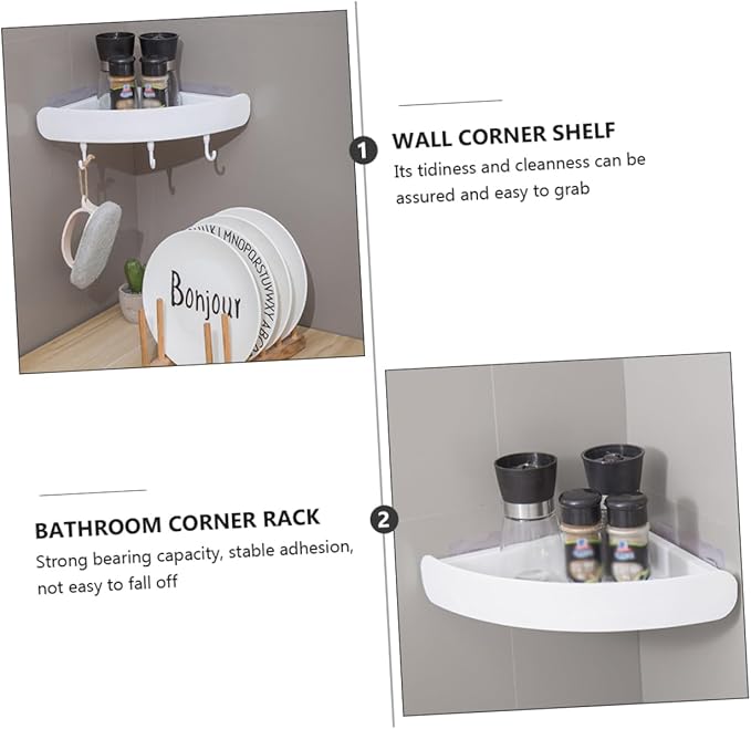 2pcs Triangular Punch Bathroom Corner Storage -Mounted Shelves for Toiletries Easy Installation Space-Saving Design