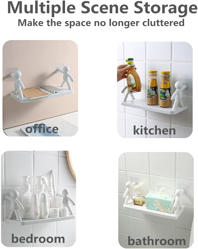 Bathroom Shelf Wall Mounted,Punching-Free Bathroom Storage Rack,Humanoid Storage Shelf,Large Capacity Storage for Multiple Scenes (Gray)