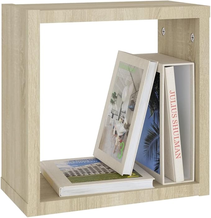 Wall Cube Shelves 2 Pack Sonoma Oak Floating Shelves 11.8x5.9x11.8 Inches for Living Room Bedroom Kitchen Display Storage Organizer Modern Wood Shelving