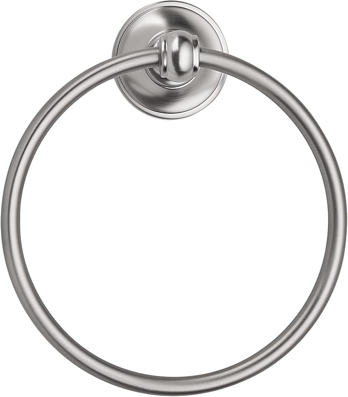 khtumeware 1 Pack Brushed Nickel Bath Towel Ring, Bathroom Hardware Accessories Heavy-Duty Hand Towel Holder for Bathroom, Modern Round Towel Hanger Wall Mounted