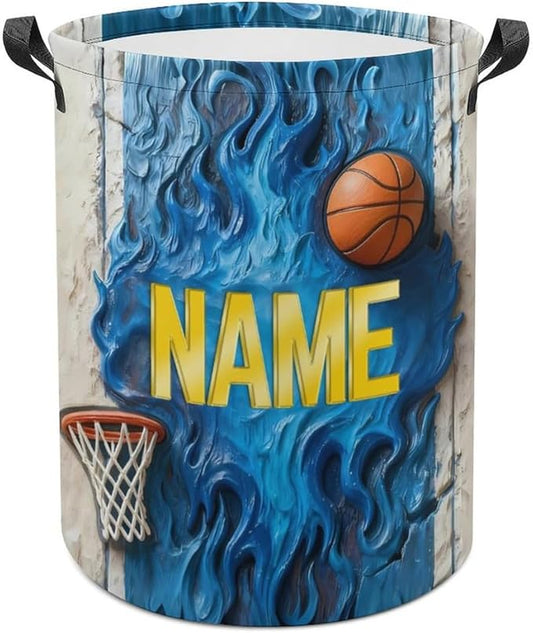 Personalized Basketball Laundry Hamper Custom Name Funny Dirty Clothes Laundry Basket Portable Storage Basket For Home Bathroom Family Basketball Lovers Xmas Birthday (style 13)