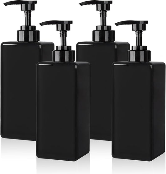 Hand Soap Dispenser, Plastic Pump Bottles, Refillable Empty Lotion Dispenser Liquid Container for Bathroom Kitchen College Dorm, 22 oz 4 Pack Black