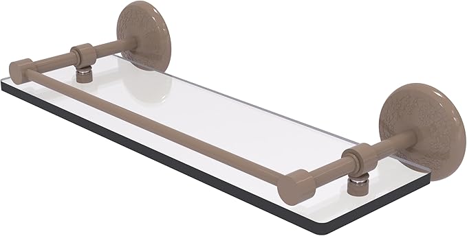 Allied Brass MC-1/16-GAL-SHB Monte Carlo 16 Inch Tempered Glass Shelf with Gallery Rail, Shaded Beige
