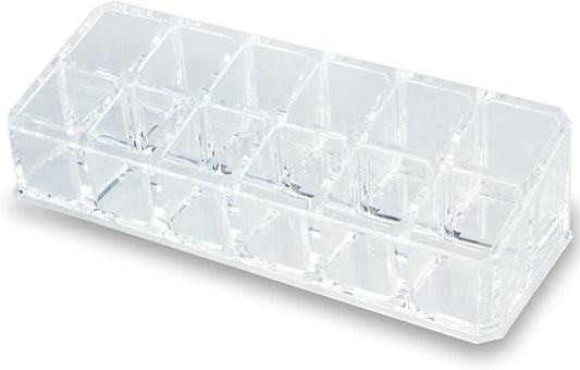 Clear Acrylic Makeup Case and Lipstick or Brush Holder with 12 Compartments