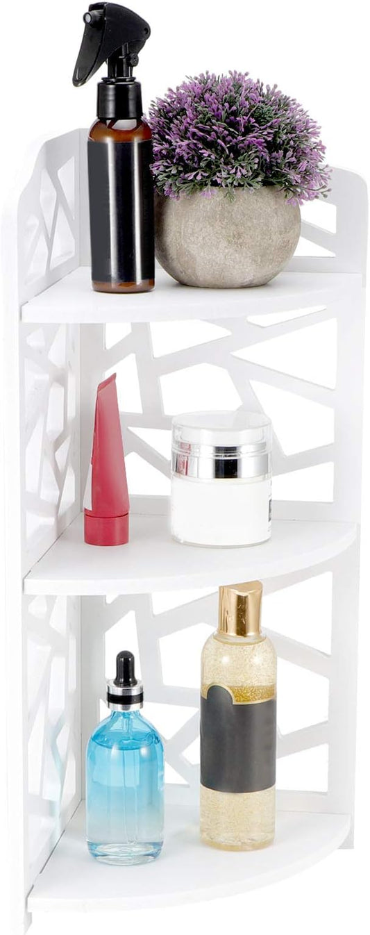 Bathroom Corner Shelf Stand, 3 Tier Small Corner Shelves Bathroom Standing Shelf Display Rack for Small Space Kitchen Living Room Bedroom Office Organizer