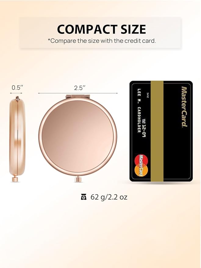 Compact Mirror Bulk, Pack of 12 Double-Sided 1X/2X Magnifying Metal Makeup Mirrors(Round, Rose Gold)