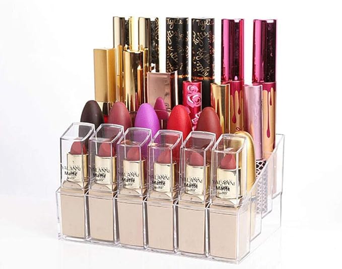 Magik 24-40 Grid Lipstick Makeup Stand Display Holder Case Cosmetic Multi-Purpose Acrylic Organizer (2, 24 Grid Large)