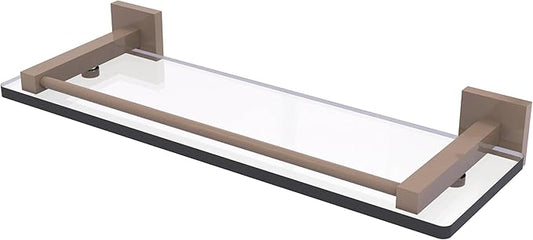 Allied Brass MT-1-16-GAL-SHB Montero Collection 16 Inch Glass Shelf with Gallery Rail, Shaded Beige