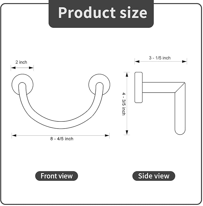 HouseAid Stainless Steel Towel Ring for Bathroom, Hand Towel Holder, Modern Semi-Circular Hand Towel Rack, Wall Mounted, Matte Black