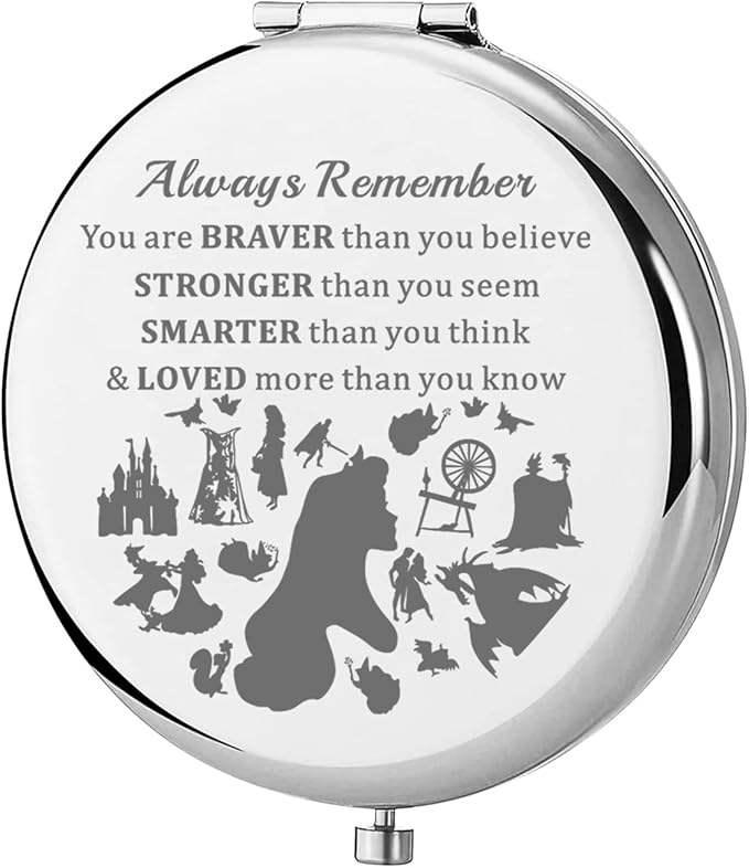 KEYCHIN Sleeping Princess Pocket Mirror Aurora Princess Fans Gifts You are Braver Stronger Smarter Than You Think Compact Makeup Mirror for Women Girls Teenagers (Sleeping Princess Mirror-S)