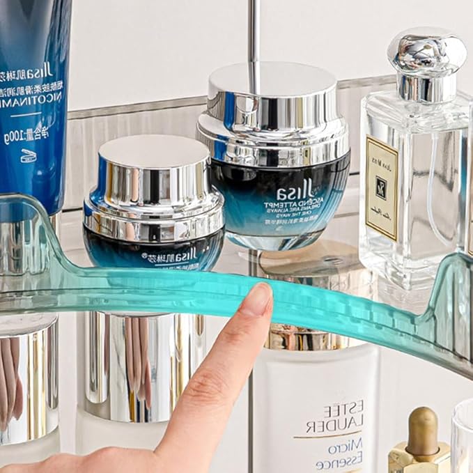 Grey 3-Tier Vanity Organizer - Bathroom Counter Shelf for Cosmetics, Toiletries, Lotions, Perfumes