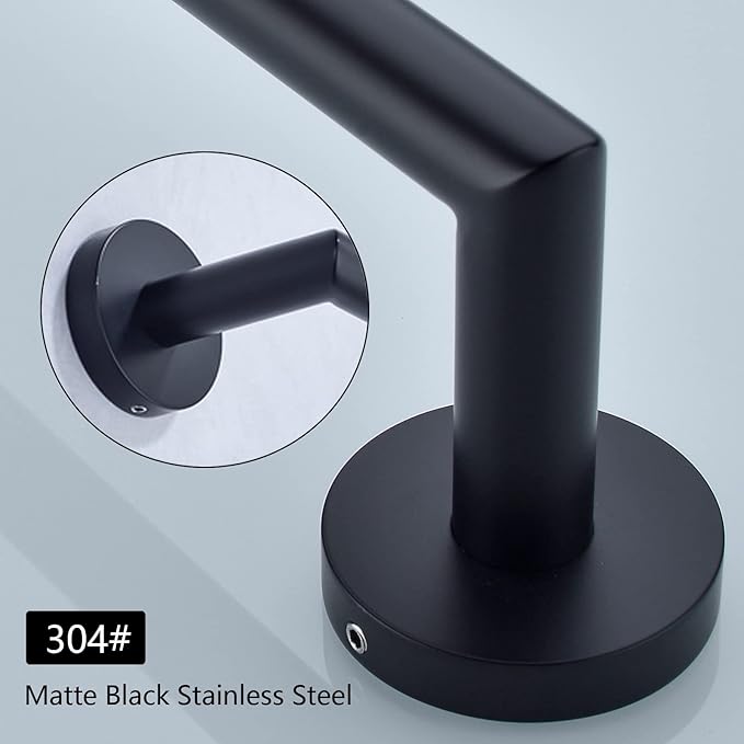 12 Inch Matte Black Hand Towel Bar SUS304 Stainless Steel Bathroom Kitchen Towel Rack,Bath Towel Holder Dish Cloths Hanger Wall Mounted,96018-2-12MB.