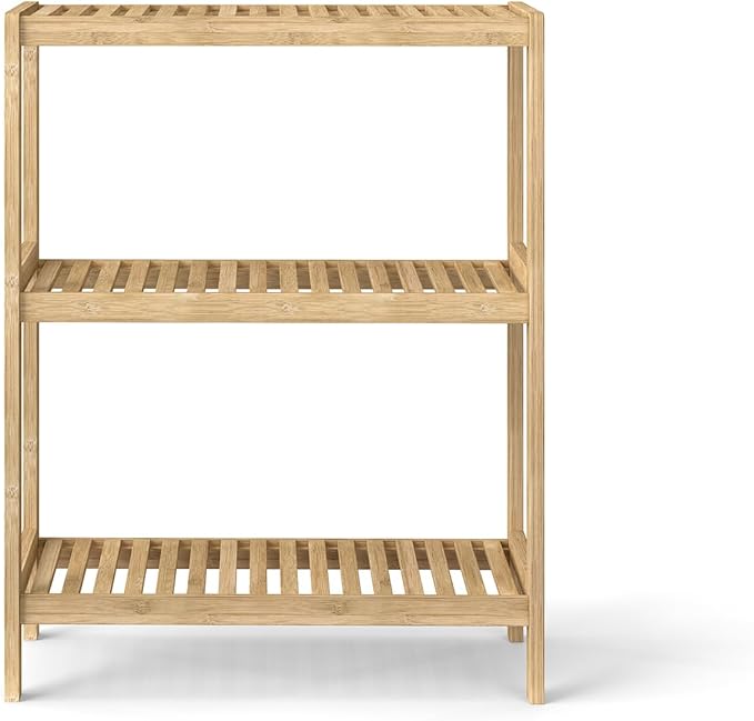 AIIT 3-Tier Bamboo Bathroom Shelf - 26" H Storage Shelves, Narrow Stand Rack Shelving Unit for Living Room Bedroom Kitchen, Nature