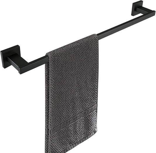 LANC 24-Inche Black Towel Bar for Bathroom Wall Mounted Matte Black Bath Towel Rack Stainless Steel Towel Rod for Cabinet Kitchen Towel Holder Towel Hanger Towel Rail, A9010MB-L6