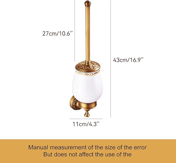 Wall Mounted Bathroom Toilet Brushed Holder Set, Antique Brass Pattern Carving,Brushed Bronze