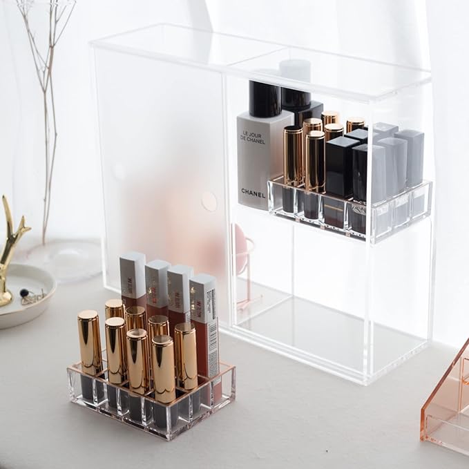 Moosy Life Moonlight Rose Gold Acrylic Lipstick Holders and Organizers, 12 Slots, ML04