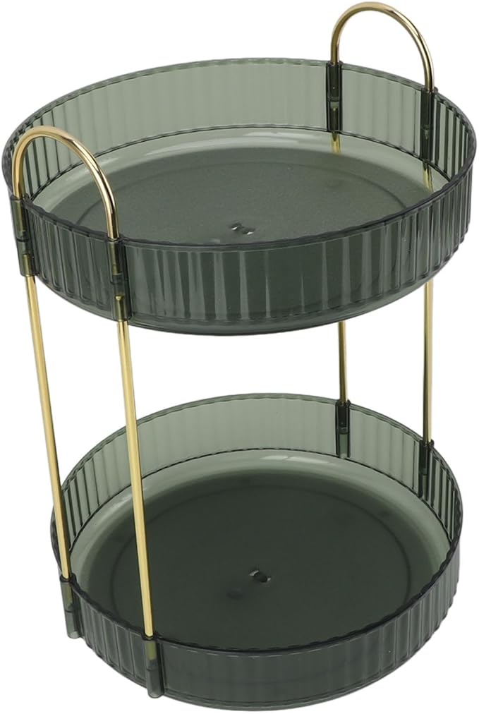 Makeup Organizer,2 Tier Makeup Rack - 360° Rotating Space Saving Cosmetic Countertop for Bedroom, Bathroom, and Kitchen - for Skincare and Beauty Products! (Green)