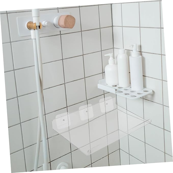 OUNONA Floating Acrylic Wall Shelf for Bathroom Kitchen Storage Mountable Display Rack for Toiletries Cups and Seasonings Sleek Simple Design