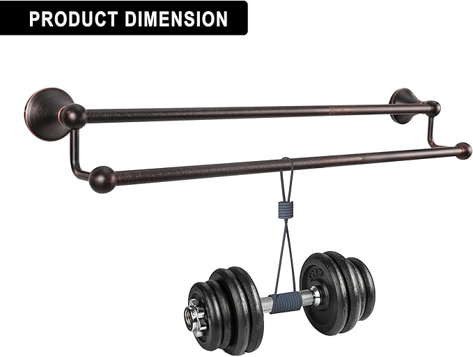 #304 Stainless Steel Double Towel Bar,Optional Different Length to installate (Oil Rubber Bronze, Double Towel bar)