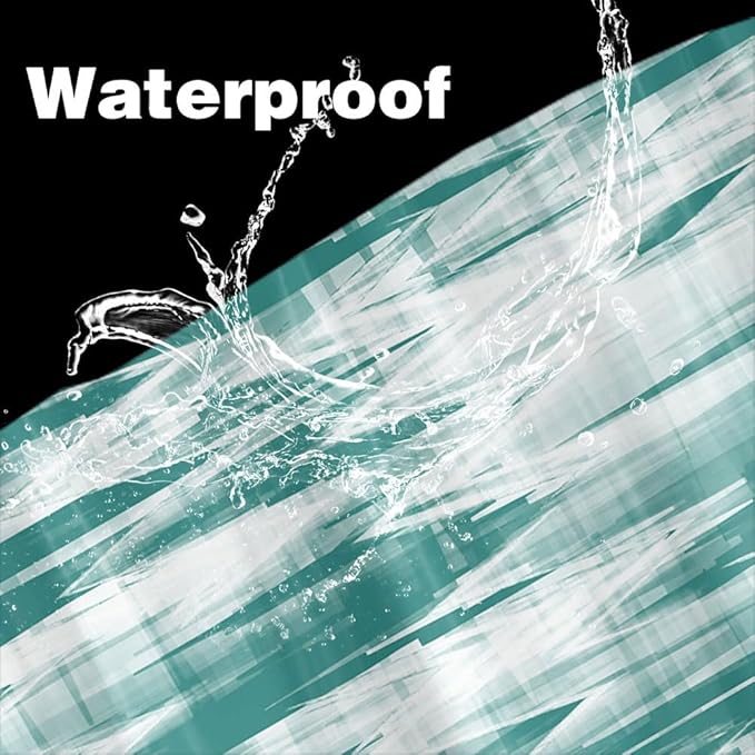 JAWO Teal Green Shower Curtain, Modern Abstract Pattern Machine Washable Home Bathroom Decorations, Aqua White Striped Wave Shower Curtain Set with Hooks Waterproof Fabric Bath Curtains Home Decor