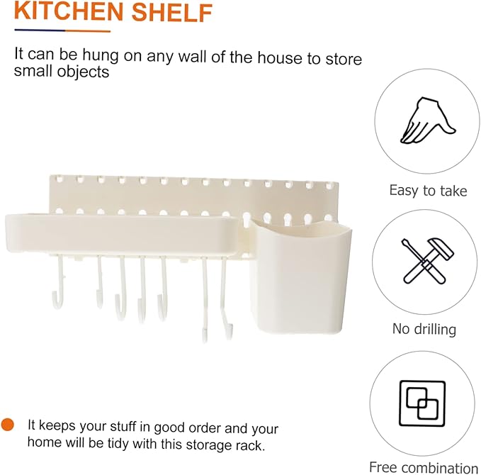 Luxshiny 1set Pegboard Combination Kit Versatile Wall Shelf for Bathroom Kitchen More No-Punch Design Strong Bearing Capacity Easy Installation Modern Storage for Home Office