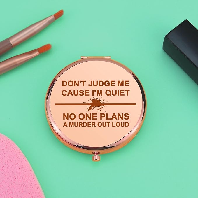 True Crime Lover Gift True Crime Gifts for Women Compact Makeup Mirror Murder Gifts for Women Funny Serial Killer Gift for Friend Folding Makeup Mirror Christmas Birthday