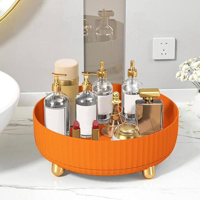 Makeup Perfume Organizer, Round Large Capacity 360 Degree Rotating Makeup Brush Holder Cosmetic Desk Storage Lotions Display Case for Countertop Dresser Bedroom Bathroom Decor