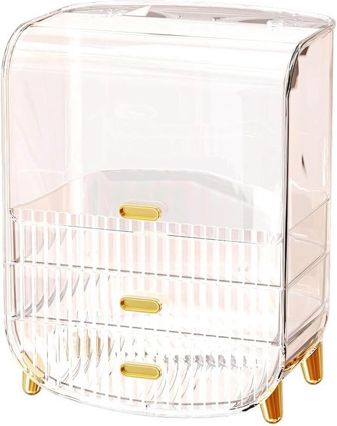 Large Clear Makeup Organizer Cosmetic Organizer, Acrylic Makeup Storage Organizers Box, Dustproof, Waterproof, 2 Drawers (Blue)