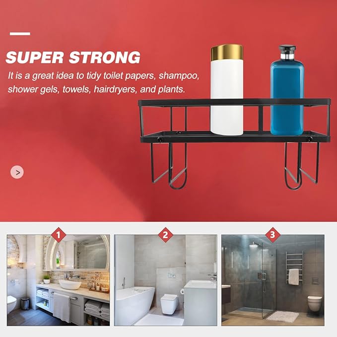 Single-Layer Toilet Rack Storage Tiers Bathroom Shelf Over for Toilet Shelves Carbon Steel Black