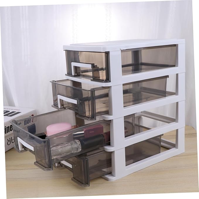 Outanaya Four-layer Plastic Drawer Storage Cabinet Transparent Multifunctional Organizer for Office Bathroom and Home Use Neat and Orderly Desktop Sundries Holder