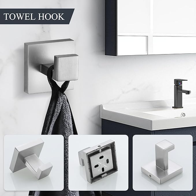 TURS Bathroom Hardware Set Brushed Towel Bar Set Stainless Steel Bathroom Accessories Towel Holder Sets Wall Mounted