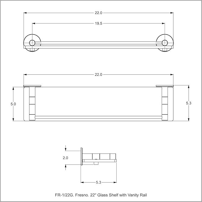 Allied Brass FR-1/22G-PNK Fresno Collection 22 Inch Glass Shelf with Vanity Rail, Pink