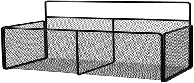Luxshiny Large Black Wall-Mounted Storage Rack for Home 38CM Iron Cosmetic Organizer No Drill Hanging Shelf for Bathroom and Kitchen Supplies